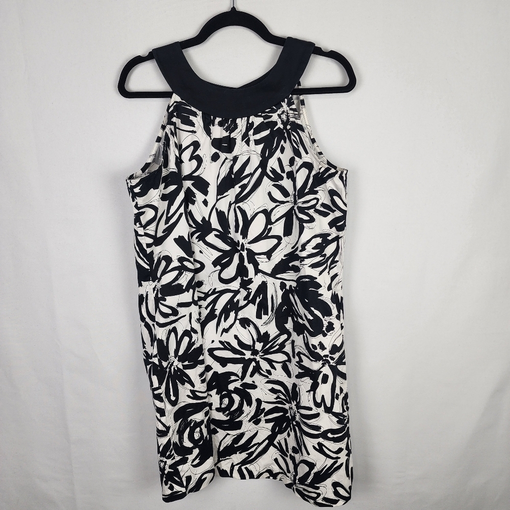 I.N. Studio Black & White Floral Halter Style Mini Dress SIZE 14